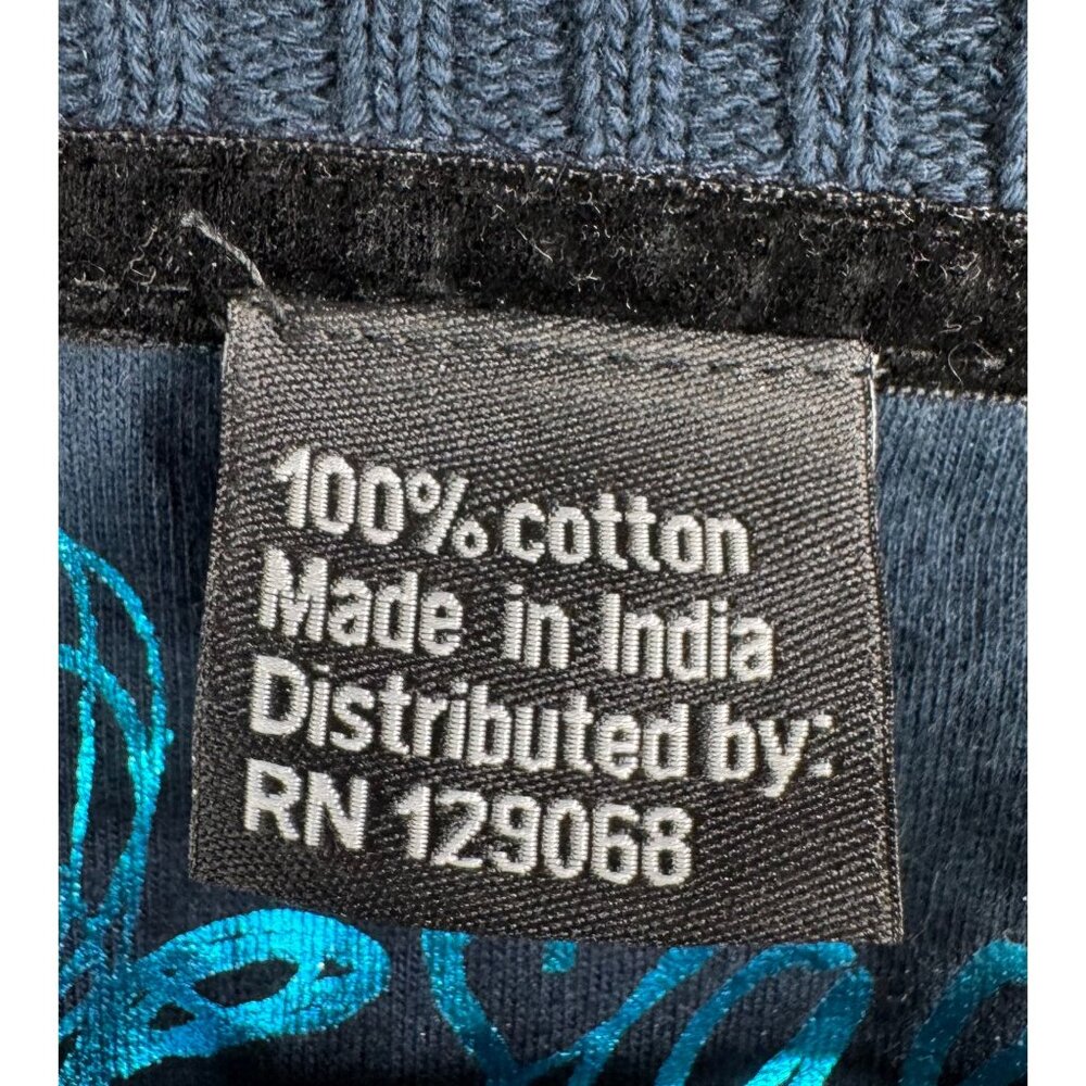 Desigual sequin glitter embroidered ribbon long sleeve shirt navy Y2K - Picture 7 of 8